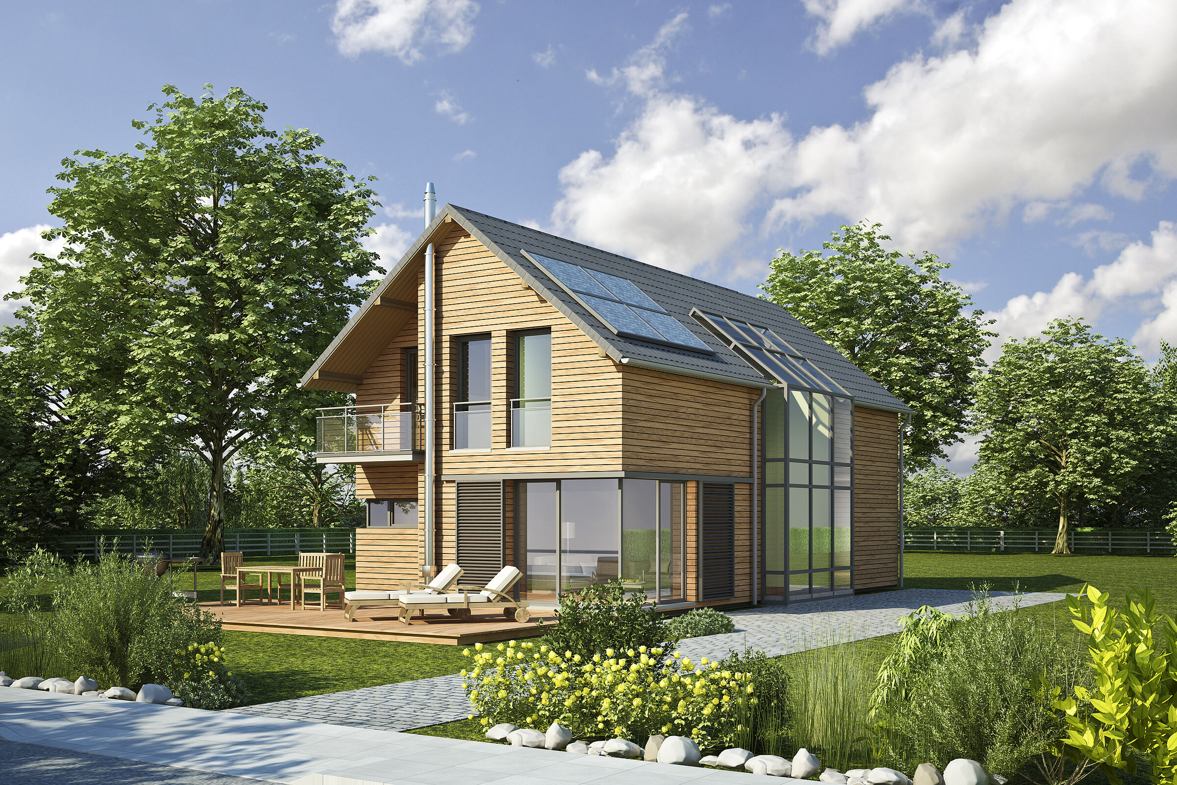 Ein Passivhaus im Grünen: Ökologisch bauen und Renovieren bietet viel Potenzial zum Energiesparen. (Foto: KB3/stock.adobe.com)