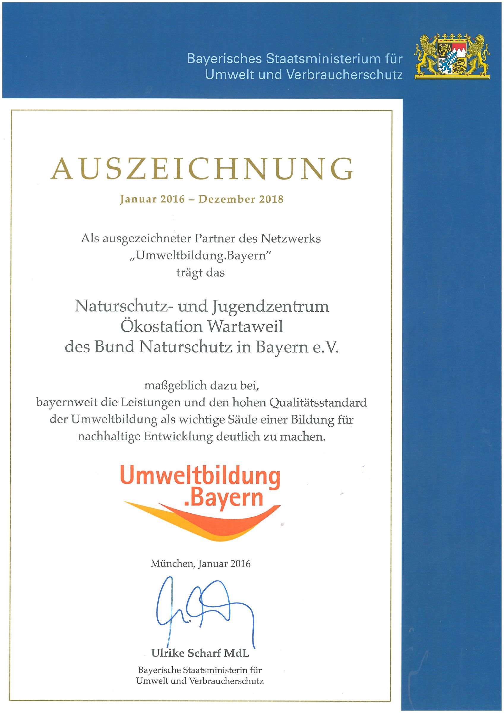 Auszeichnung Umweltbildung.Bayern (Bild: BN-Archiv) Auszeichnung Umweltbildung.Bayern (Bild: BN-Archiv)
